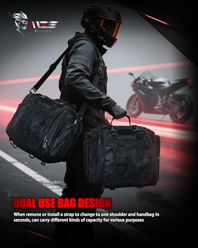 MZS Motorcycle Travel Luggage Bag, 22-27L Expandable Dual Use Storage Black - size: 27L