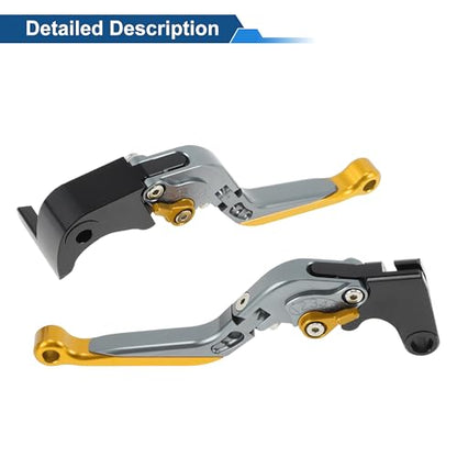 Brake Clutch Levers for Yamaha YZF-R7 21-25 6 Position Adjustable - color: Titanium Handle Gold Tone End