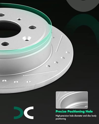 SCITOO Rear Brake Kits Drilled & Slotted Brakes Rotor Brakes Pads:D374;3258 - size: Rear 3258 + D374 [2+4PCS]