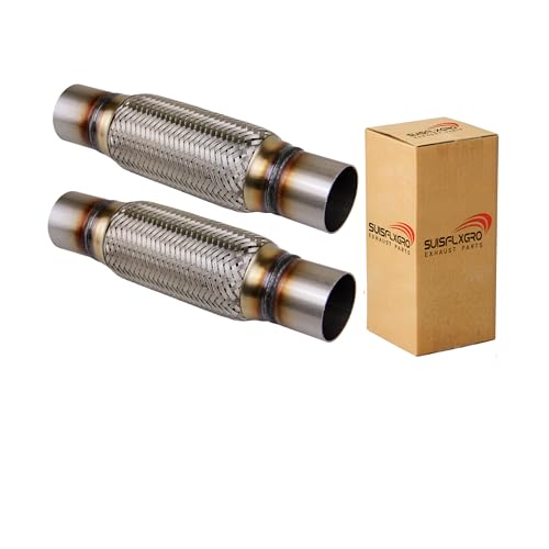 Exhaust Flex Pipe Universal Type 100% Stainless Steel For Heavy Duty and Cars (2 PCS, 2.25X8X12-2PCS) - size: 2.25X8X12-2PCS