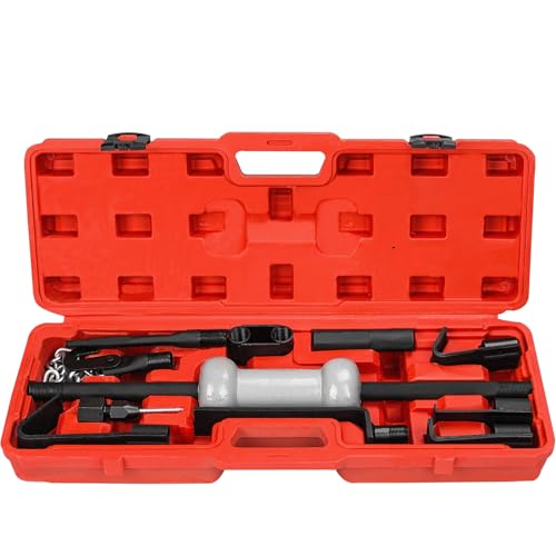 13pcs Slide Hammer Dent Puller Set, Automotive Dent Remover with 10lbs Slide Hammer Universal Slide Hammer Auto Body Truck Repair Tool Kit with Carrying Case - color: Red