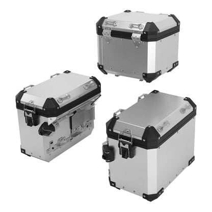 TCMT Trunk Top Box Saddlebags Side Case Fit For BMW R1200GS/R1200GS Adventure 2013-2018 R1250GS/R1250GS AD 19-24 F850GS/F850GS AD 17-22 F900GS/F900GS AD 23-25 Chrome - color: Chrome, size: Saddleabg & Trunk Set