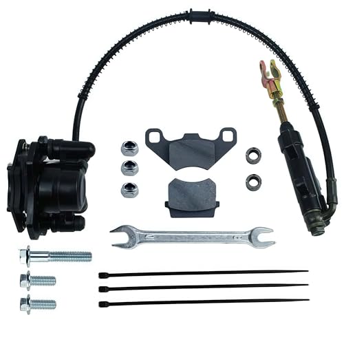 Rear Foot Brake Master Cylinder Caliper Assembly for 50cc 70cc 90cc 110cc 125cc Chinese ATV Quad Replacement for Taotao Boulder B1 Coolster 3050HD (Black) - color: Black