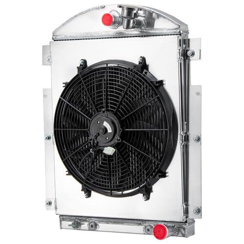 Aluminum Radiator For 1937 1938 Chevy Truck/Master Truck/GC/HE/HD/HC V8 Conversion 3.5L L6 Chevy Truck Downflow Radiators Shroud Fan 3 Row 37 38 Radiador for Chevy Truck