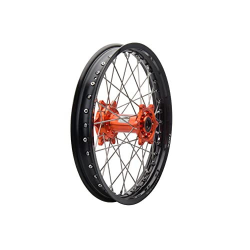 Tusk Impact Complete Wheel - Rear 10 x 1.60 Black Rim/Silver Spoke/Orange Hub For KTM 50 SX 2015-2023
