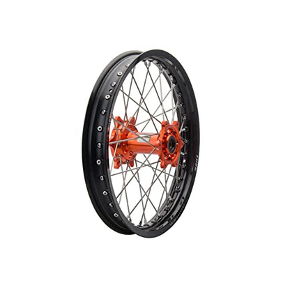 Tusk Impact Complete Wheel - Rear 10 x 1.60 Black Rim/Silver Spoke/Orange Hub For KTM 50 SX 2015-2023