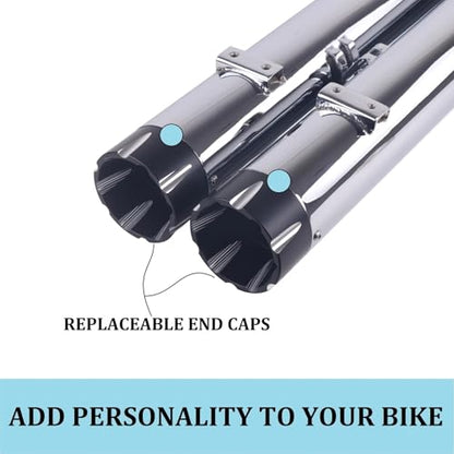 SHARKROAD 4" Slip On Mufflers for 2014-UP Indian Partial Models - color: 4" Chrome