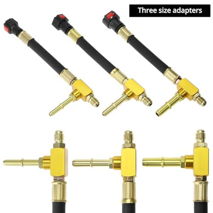 QWORK Universal Fuel Pressure Test Kit, Dual Scale Gauge (0-7 bar/0-100 psi) with Multiple Adapter Sizes, Brass Connectors