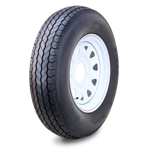 Free Country Trailer Tire Wheel ST225/75D15 8PR 113L 6X5.5 White Spoke Rim - size: ST225/75D15 /8PR /6X5.5