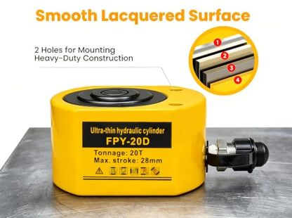Jooptoolwook 20T Multi-Section Low Profile Hydraulic Ram Jack, 1.1" - size: 20T