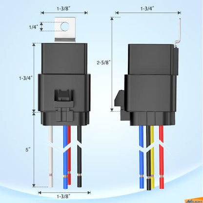 Nilight 5 Pack Waterproof Relay and Socket Harness 40/30 AMP - color: 30A-5PC