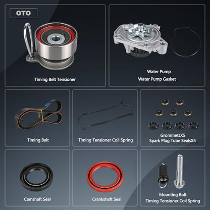OTO-K Timing Belt Kit with Water Pump Compatible with 2001-2005 Honda Civic HX EX LX GX DX Acura EL 2001 2002 2003 2004 2005 L4 1.7L,Replace # TCK312 WP4034 TBK312 - size: TCK312
