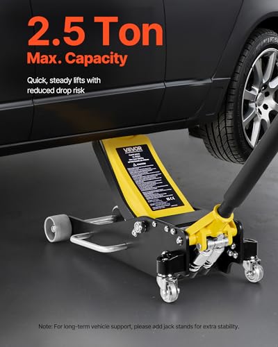VEVOR Low Profile Floor Jack, 2.5 Ton (5500 lbs) Capacity, Aluminum & Steel Racing Floor Jack with Dual Pistons Quick Lift Pump, Hydraulic Trolley Car Lift for Compact SUVs, Lifting Range 3.74-18.7 in