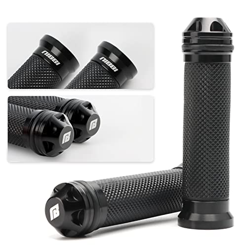 NIBBI Motorcycle Hand Grips, Racing CNC Aluminum & Soft Rubber Handlebar,7/8" Handle Grips for ATV GY6 Scooter - color: Black