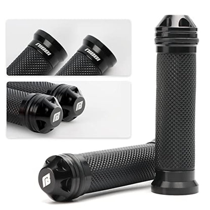 NIBBI Motorcycle Hand Grips, Racing CNC Aluminum & Soft Rubber Handlebar,7/8" Handle Grips for ATV GY6 Scooter - color: Black