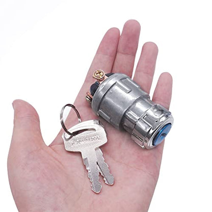 mankk 3 Wires Ignition Switch with Key 12V Universal Engine Starter Key Switch Off/On/(Start) 3 Position with 2 Keys for Car Motorcycle Tractor UTV ATV Modified Car