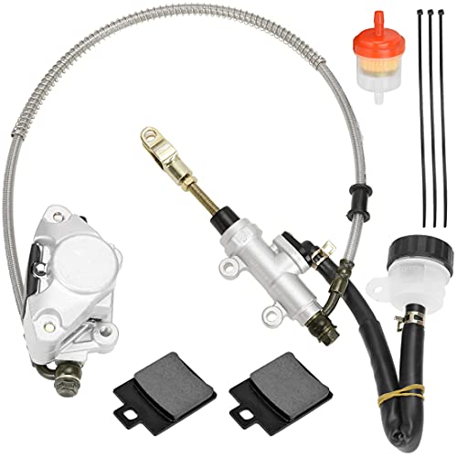 FVRITO Rear Foot Disc Hydraulic Brake Master Cylinder Caliper Assembly for 150cc 200cc 250cc Taotao Coolster Roketa Vitacci Peace SunL RPS Icebear Chinese Go Kart ATV Quad 4 Wheeler Dune Buggy