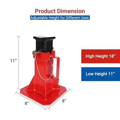 Car Jack Stands 12 Ton (24,000 lb) Capacity for Vehicle Lifting, Self-Locking Ratchet Heavy Duty Steel, Adjustable Height Lift 11–18 in, Large Saddle for Truck, SUV and Garage Use, 1 Pair