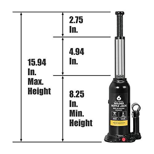 Torin 6 Ton (12,000 LBs) Capacity Hydraulic Welded Bottle Jack, AT90603BB , Black - size: 6 Ton (12,000 LBs), style: Standard
