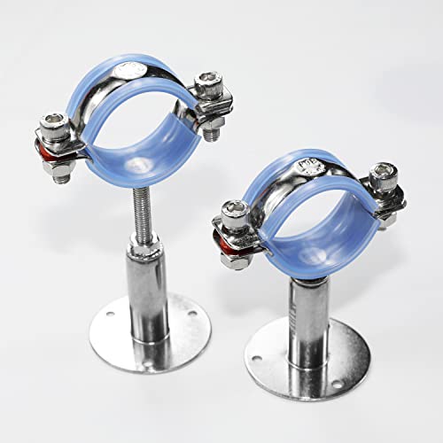 AKIHISA 2 Pcs 304 Stainless Steel Pipe Supports, Wall Mount Ceiling Mount Pipe Hanger, Pipe Holder for OD Pipe 45-48MM Adjustable Height Range 50-100mm - size: 45-48mm, style: Adjustable Height 50-100mm