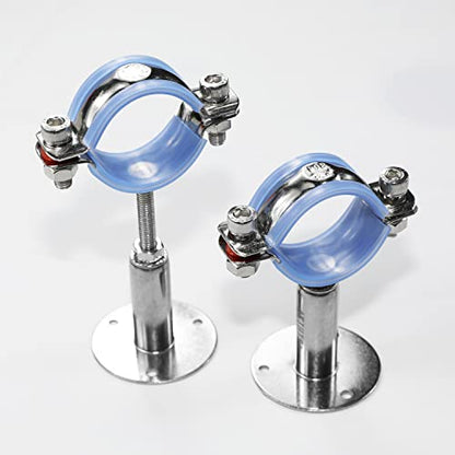 AKIHISA 2 Pcs 304 Stainless Steel Pipe Supports, Wall Mount Ceiling Mount Pipe Hanger, Pipe Holder for OD Pipe 45-48MM Adjustable Height Range 50-100mm - size: 45-48mm, style: Adjustable Height 50-100mm