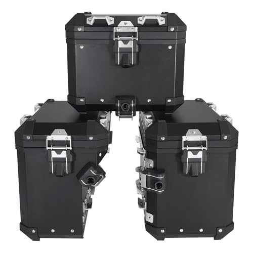 TCT-MOTORPARTS Trunk Saddlebags Pannier Side Case Luggage Bag Fits for BMW F850GS F900GS R1200GS - color: Black Saddlebags (48L)+Trunk (38L)