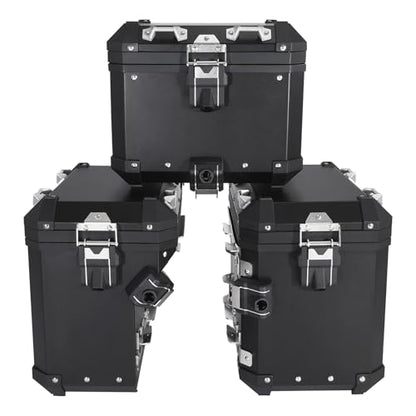 TCT-MOTORPARTS Trunk Saddlebags Pannier Side Case Luggage Bag Fits for BMW F850GS F900GS R1200GS - color: Black Saddlebags (48L)+Trunk (38L)