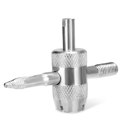 4-Way Valve Core Tool, 4-in-1 Valve Stem Removal Tool Car Tire Repair Wrench, Multifunctional 4 Way Tyre Valves Stem Remover/Installer for Sedans Bicycles Motorcycles
