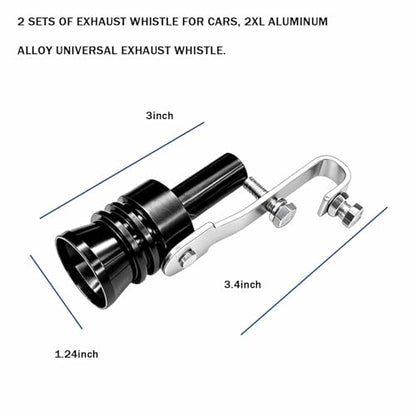 2PCS Turbo Whistle for Exhaust Pipe, XL Aluminum Alloy Car Exhaust Sound Booster, Universal Turbo Sound Exhaust Muffler Pipe Whistle Car Roar Maker, Exhaust Tip Sound Enhancer for SUV Sedan Truck