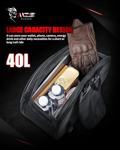 MZS Motorcycle Saddle Bags, 33-47L Extendable Large Capacity Storage - size: 47L