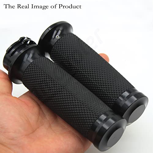 1" Motorcycle Handlebar Grips Non-Slip Hand Grips Rhombus Rubber Universal Fits for Harley Kawasaki Yamaha Suzuki - style: Black-02