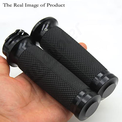 1" Motorcycle Handlebar Grips Non-Slip Hand Grips Rhombus Rubber Universal Fits for Harley Kawasaki Yamaha Suzuki - style: Black-02