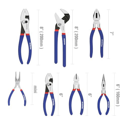 WORKPRO 7-Piece Pliers Set, Pliers Tool Set with Comfort Grip, Blue - color: Blue