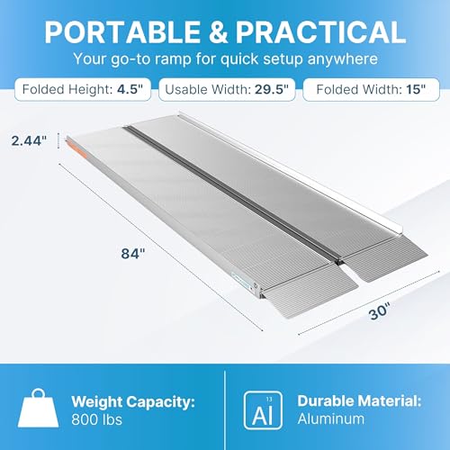 EZ-ACCESS Suitcase Singlefold Portable Wheelchair Ramp, 7 x 30 in - size: 7 Foot (Pack of 1), style: Standard