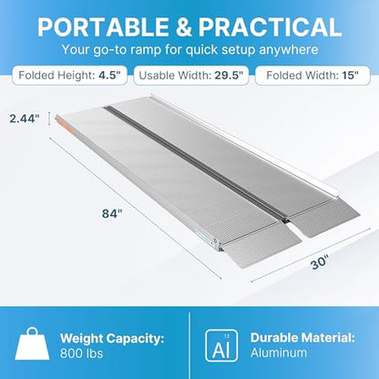 EZ-ACCESS Suitcase Singlefold Portable Wheelchair Ramp, 7 x 30 in - size: 7 Foot (Pack of 1), style: Standard