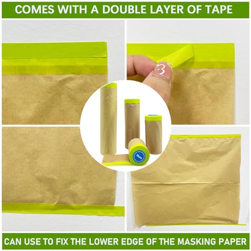 Tape and Drape, Paint Masking Paper, 4 Size 200feet, 6",12",18",24" - size: 6",12",18",24"
