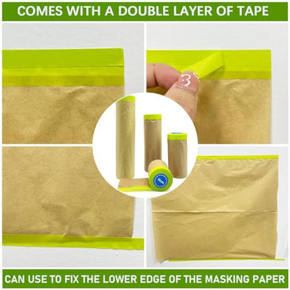 Tape and Drape, Paint Masking Paper, 4 Size 200feet, 6",12",18",24" - size: 6",12",18",24"