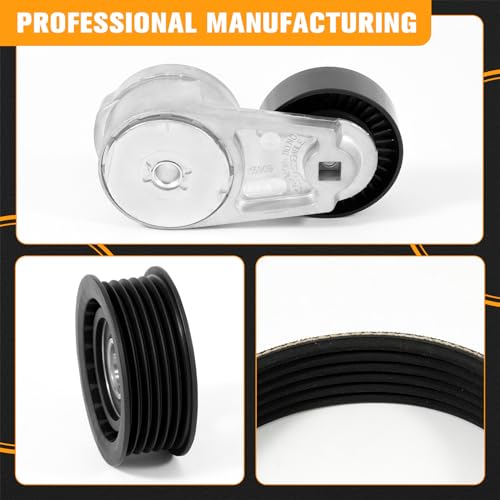 Engine Drive Belt Tensioner Idler Pulley Serpentine Belt Drive Kit Fit for Chrysler 200 Town & Country, Dodge Avenger Grand Caravan Journey, 3.6L V6, 2011-2019 - Replace 90K-39282D