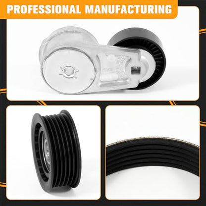 Engine Drive Belt Tensioner Idler Pulley Serpentine Belt Drive Kit Fit for Chrysler 200 Town & Country, Dodge Avenger Grand Caravan Journey, 3.6L V6, 2011-2019 - Replace 90K-39282D