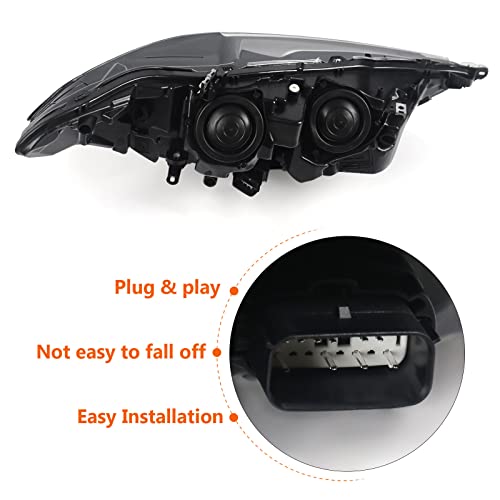 FIONE Headlight Assembly for Ford Fusion 2017 2018 2019 2020 Right Passenger Side Halogen Projector Headlamp Replacement Chrome Housing Front Lamp RH HS7Z13008G - color: Passenger