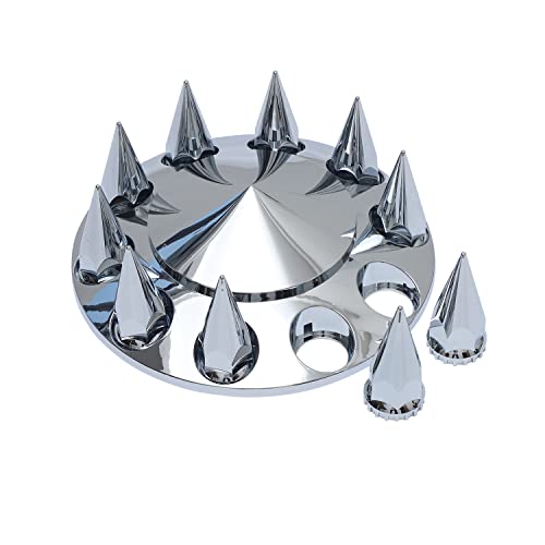 ABS Plastic Chromed Hubcaps Wheel Front Axle Cover Set with 33mm Thread-On Lug Nut Covers for Semi Trucks (Pointed) - color: Pointed