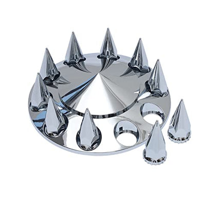 ABS Plastic Chromed Hubcaps Wheel Front Axle Cover Set with 33mm Thread-On Lug Nut Covers for Semi Trucks (Pointed) - color: Pointed