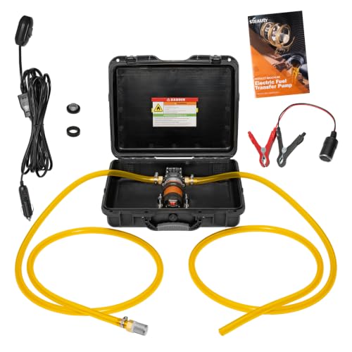 12V Fuel Transfer Pump Set, Moves Up to 120 Gallons of Gas or Diesel Per Hour with 80W DC Motor & Upgraded Carrying Case for Vehicles, Boats, Equipment, Gasoline, Diesel (80W RPro Kit)