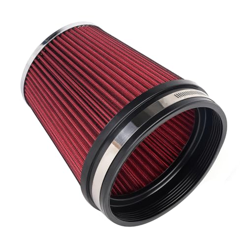 6" Inlet Cold Air Intake Filter Cone Replacement Performance Washable Clamp-On Dry Air Filters Red (6" Tall) - color: Red (6" Tall)