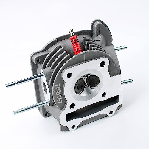 Glixal GY6 100cc 50mm Complete Big Bore Cylinder Rebuild Kit with Performance Big Valve Cylinder Head Assy for 139QMB 139QMA 147QMD Engine Scooter Moped ATV Go-Kart (69mm-18.5/20.5mm Larger Valves)