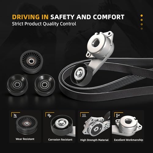 Belt Tensioner Serpentine Belt Idler Pulley Kit for Ford F150/F250 07-08 - size: for F150/F250/F350/Expedition 2007-2008