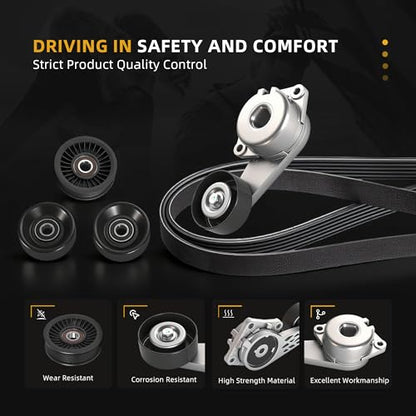 Belt Tensioner Serpentine Belt Idler Pulley Kit for Ford F150/F250 07-08 - size: for F150/F250/F350/Expedition 2007-2008