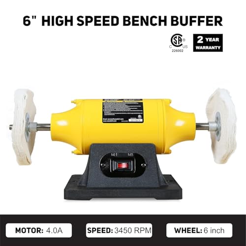 Woodskil 6" 1/2HP Benchtop Buffer Polisher,4A,3450RPM