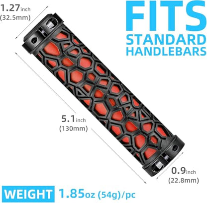 ROCKBROS Bike Handlebar Grips Double Lock-on Bike Grips Non-Slip Bicycle Handlebar Grips for MTB, BMX, Scooters, Folding Bikes 22.2mm - color: A6 - 4 PCS Red + Black