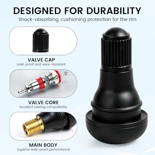 TR412 Rubber Snap-in Short Black Tire Valve Stem 10pcs